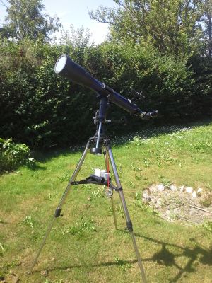 Mit nye teleskop, med solfilter