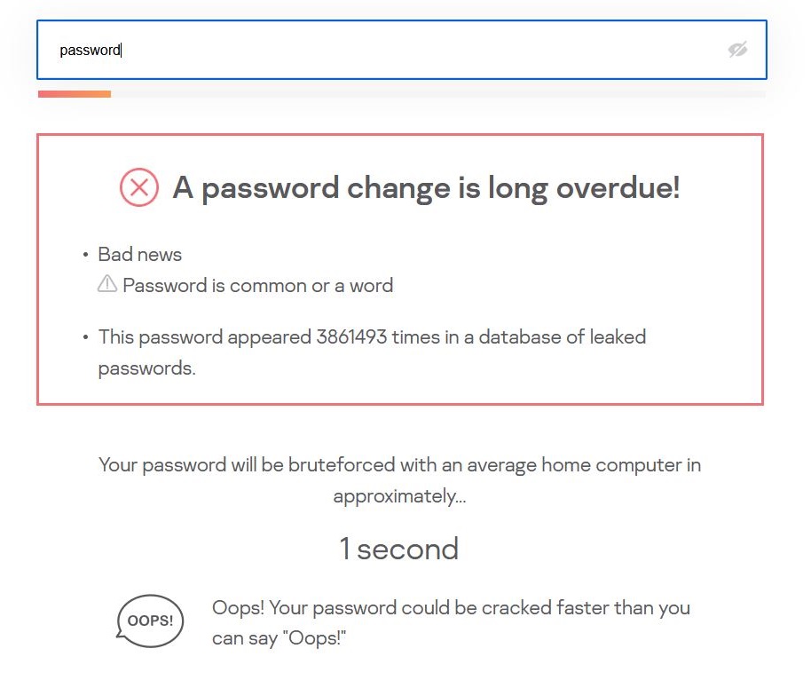 failed test of password brute force time